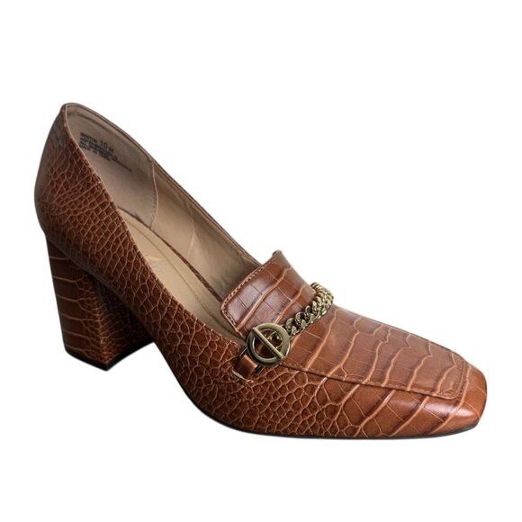 The Limited Womens Whiskey Brown "Benton" Loafer Snake Print Square Toe 10M - Picture 9 of 12